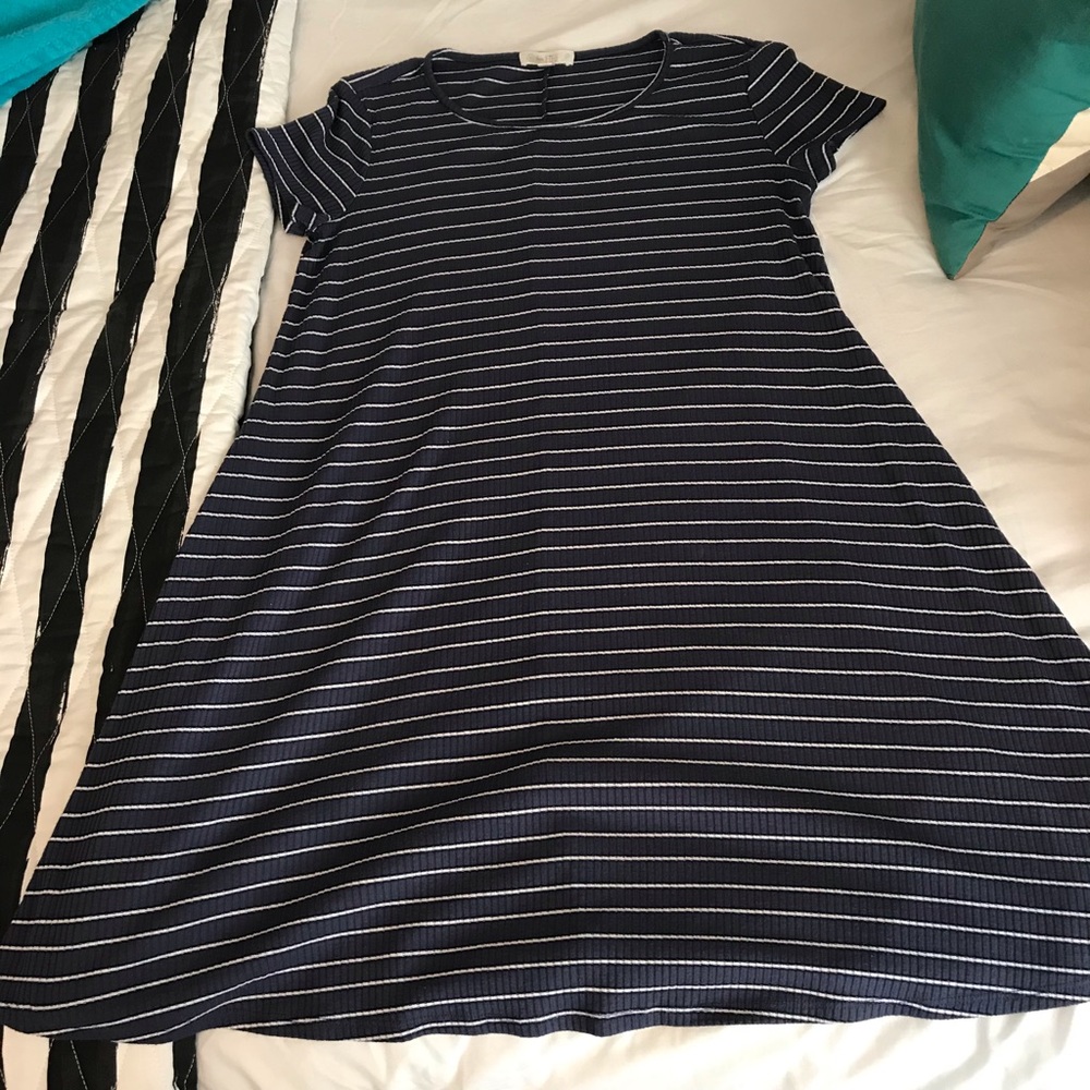 Blue and white stripped t-shirt dress